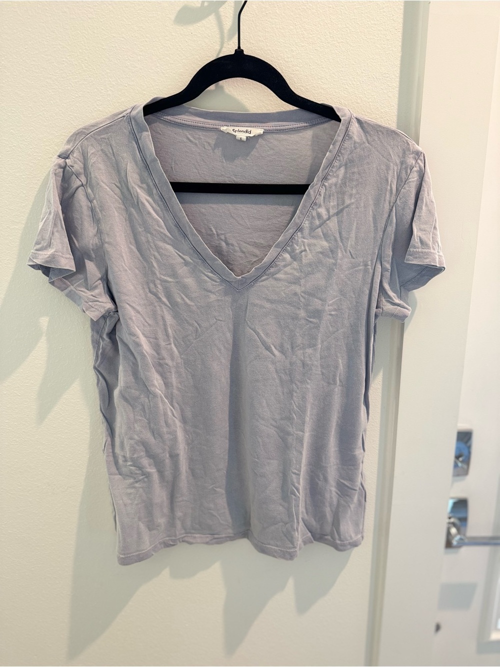 Splendid Everyday V-Neck Tee - Lavender Gray